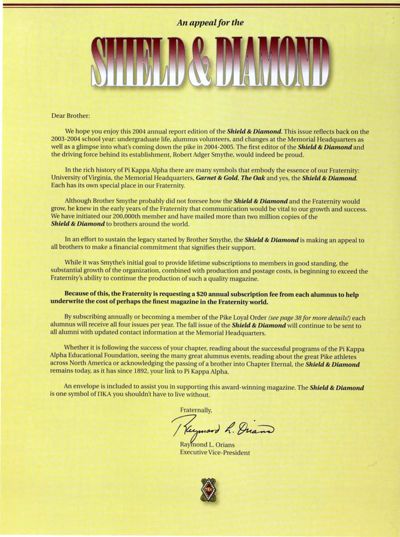 An Appeal for the Shield & Diamond